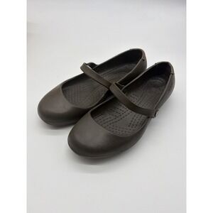 Crocs Alice Work Mary Jane Slip On Brown Comfort Women's Size 6 Preowned EUC